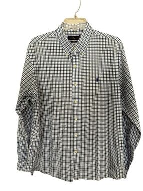 Polo Ralph Lauren Men’s XL Slim Fit Gingham Shirt Blue White Pony Minor Flaw